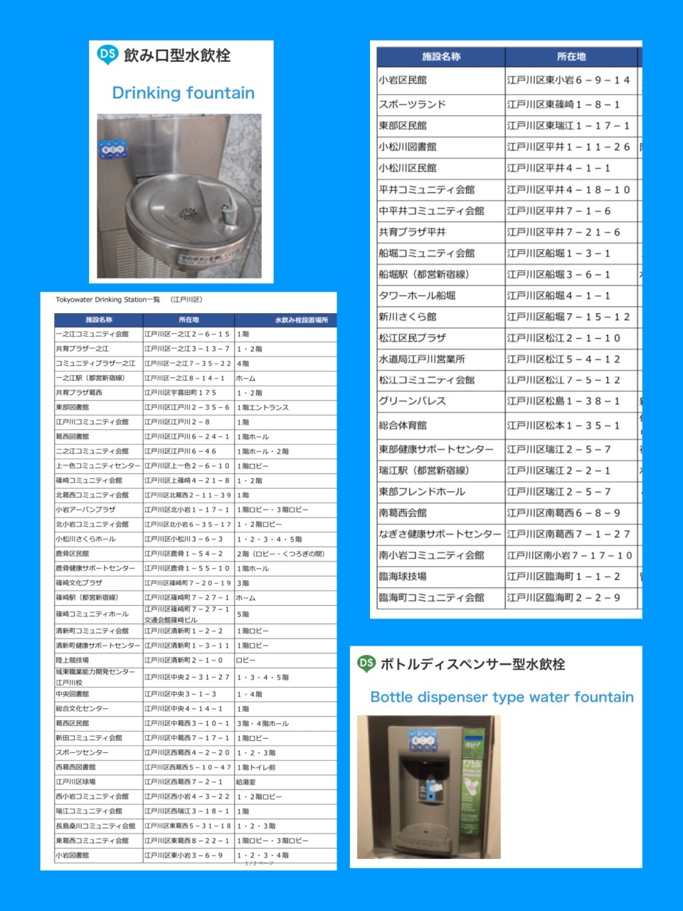 冷たい水が飲めます！トウキョウ ウォーター ドリンキング